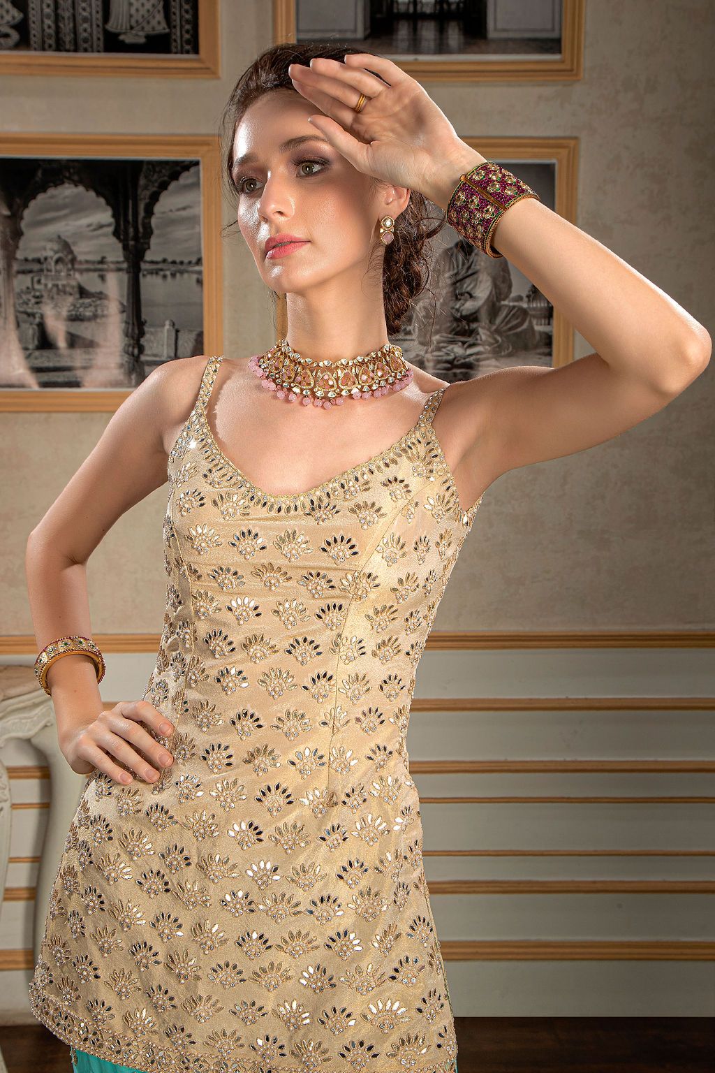 Heavily embroidered Sharara Suit