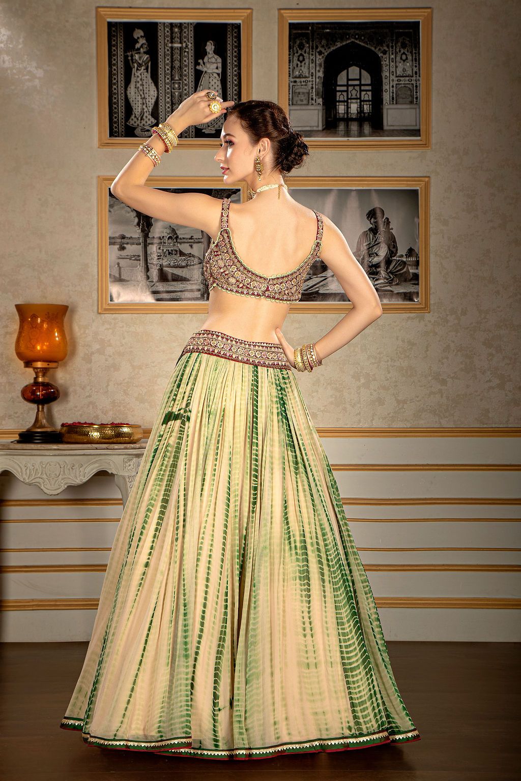Embroidered blouse with tie and dye skirt