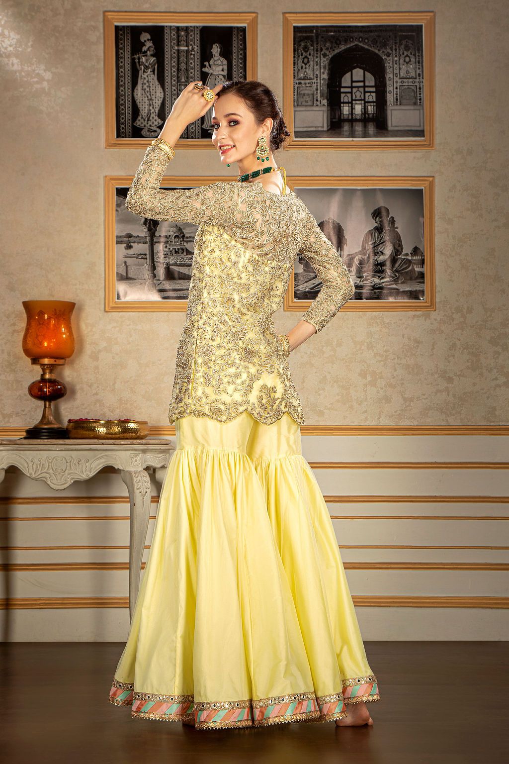 Net Front open Kameez with gharara