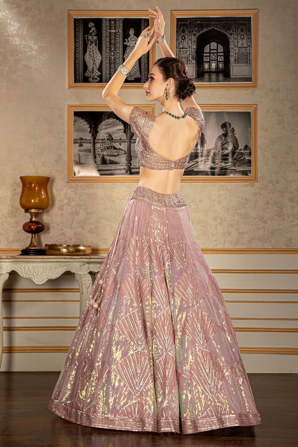 Trendy embroidered top and skirt