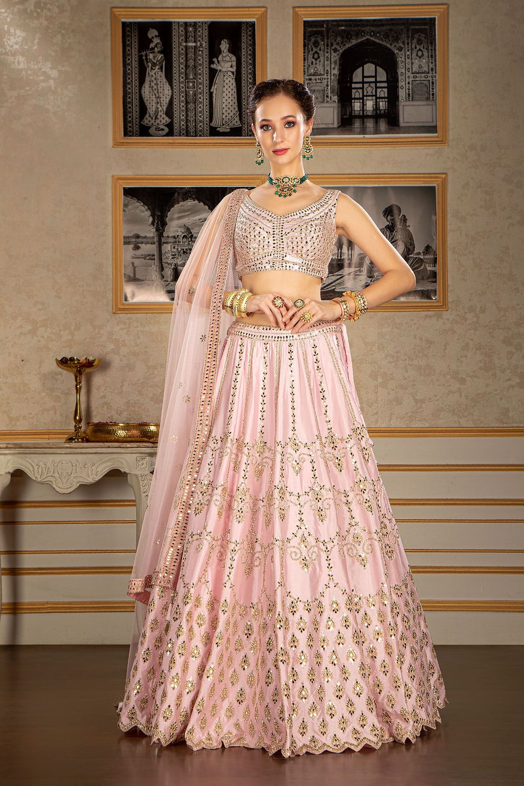 Baby Pink embroidered Lehenga