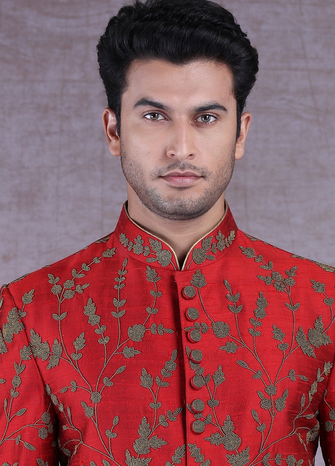 Rust Maroon Raw Silk Bandhgala Jodhpuri