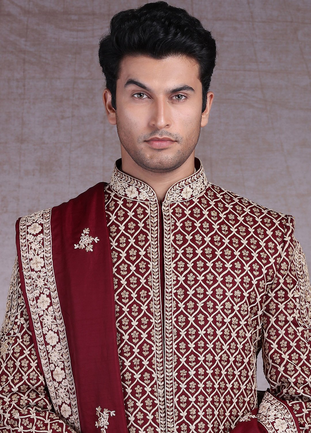 Regal Maroon Groom's Sherwani