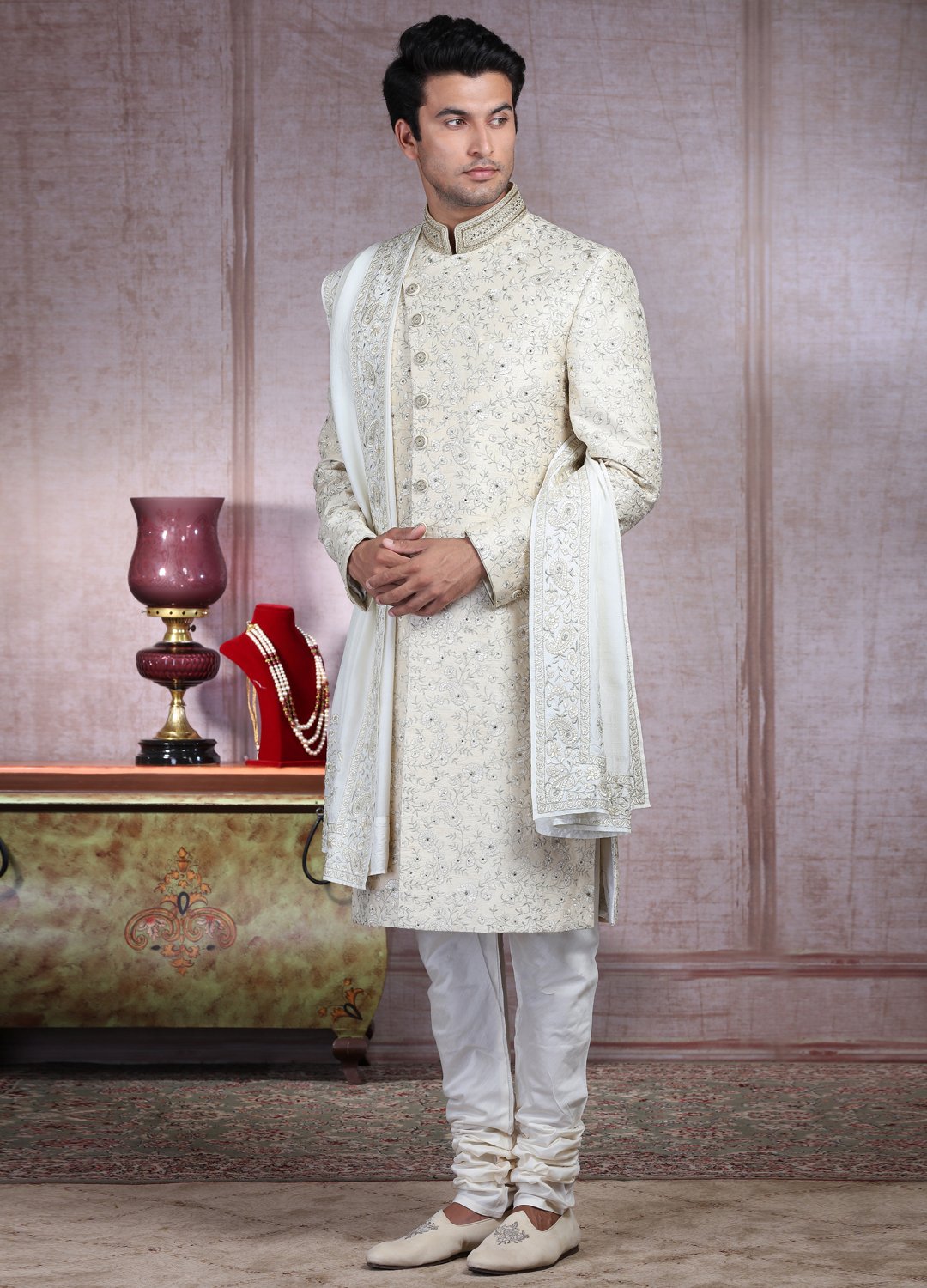 Ivory Embellished Sherwani
