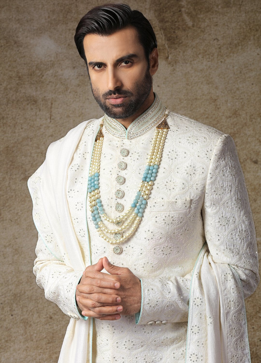Frost White Embroidered Sherwani