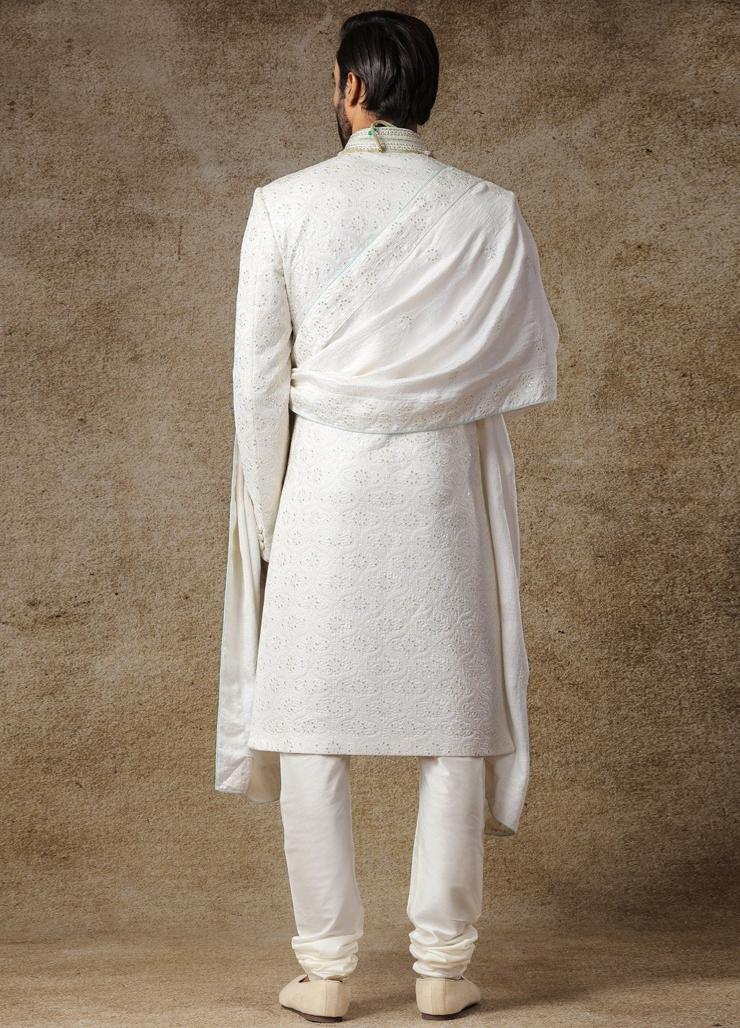 Frost White Embroidered Sherwani
