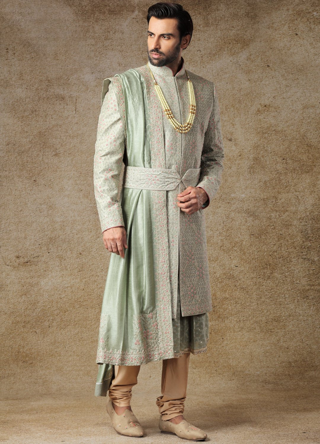 Pine Green Embroidered Sherwani