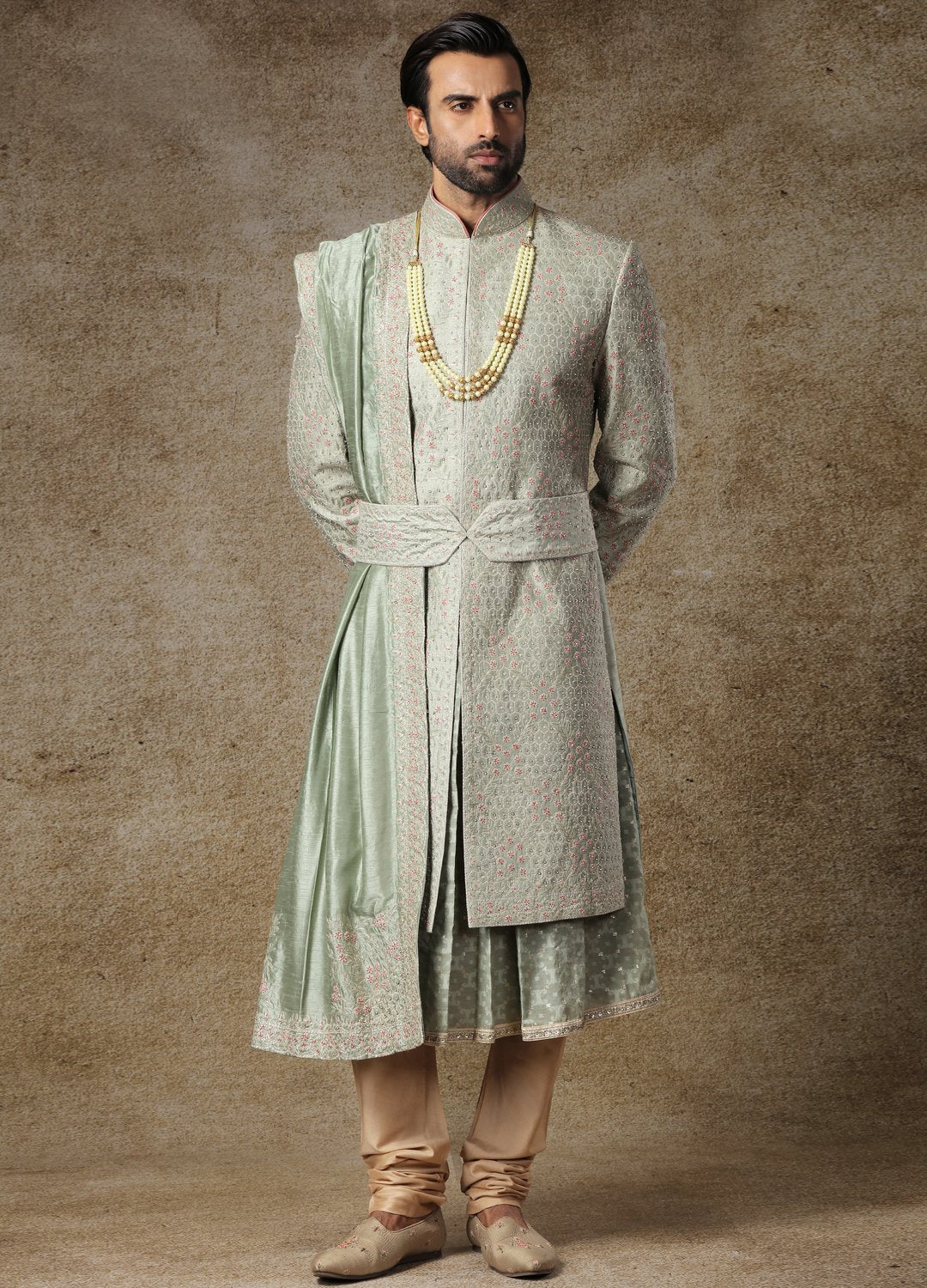 Pine Green Embroidered Sherwani