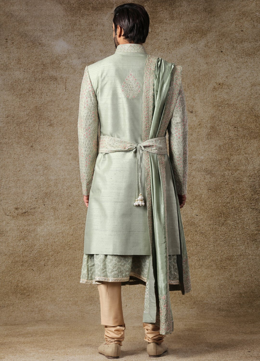 Pine Green Embroidered Sherwani