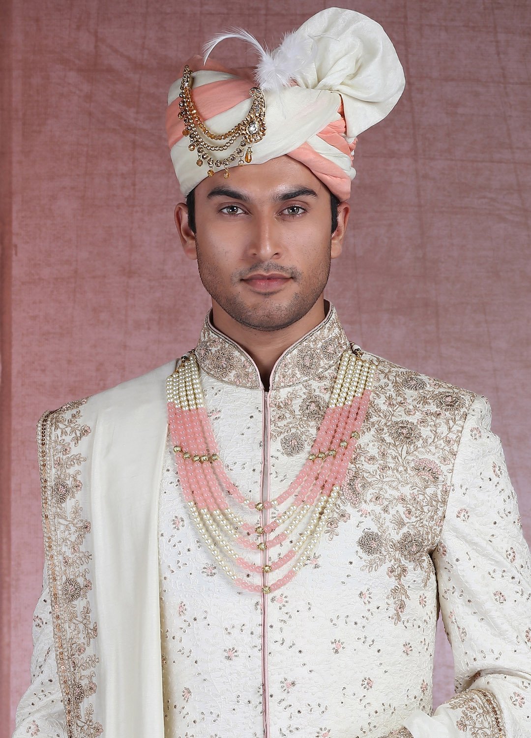 Ivory Lucknowi Embroidered Sherwani