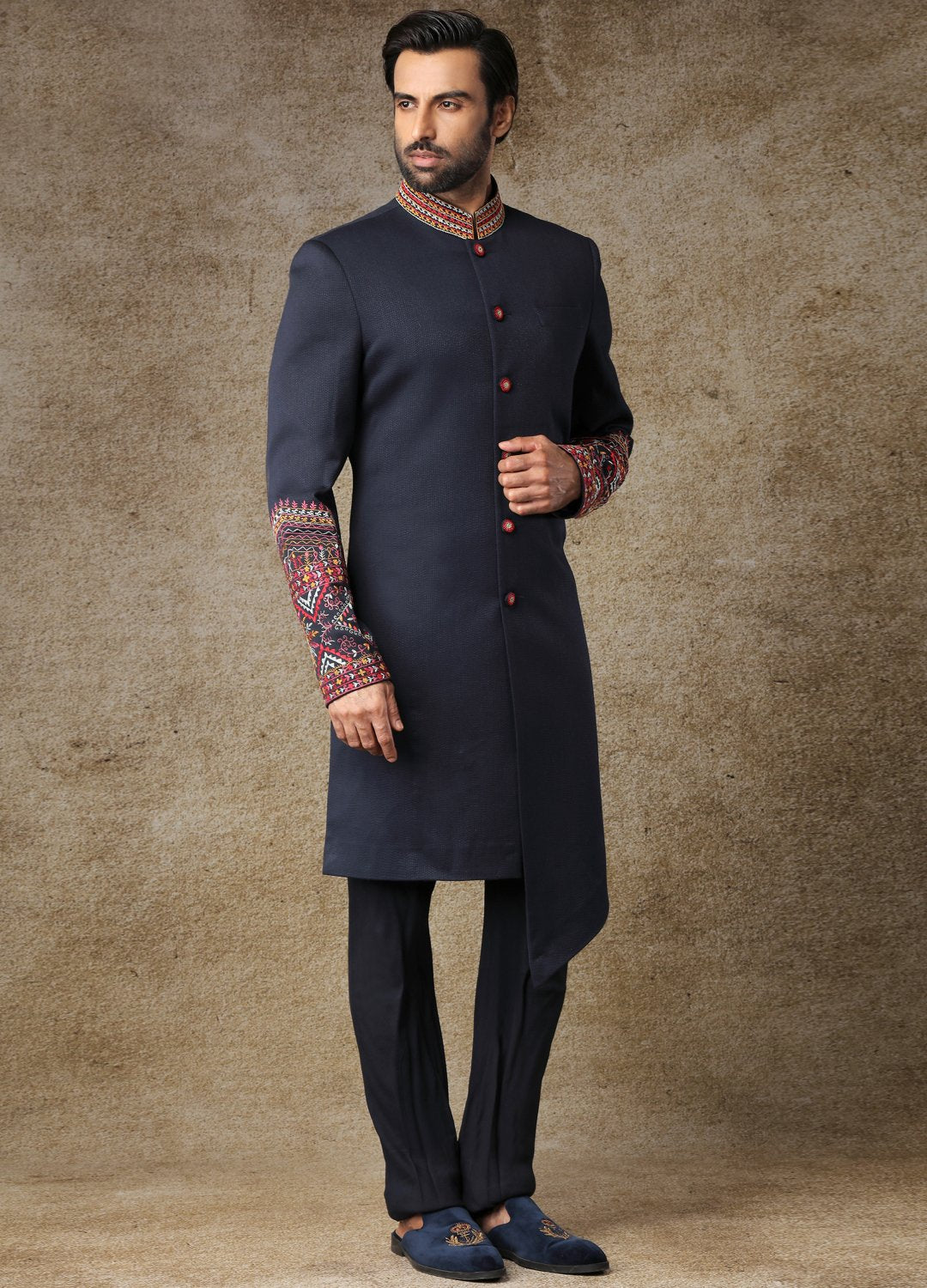 Navy Asymmetric Sherwani