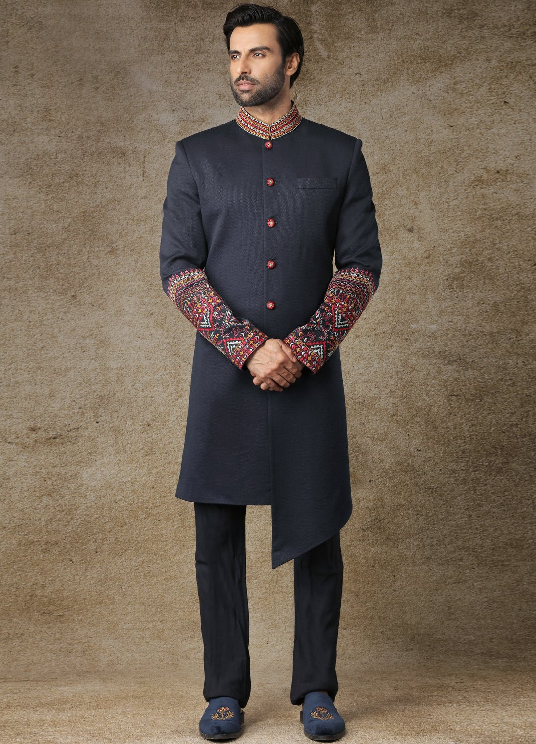 Navy Asymmetric Sherwani