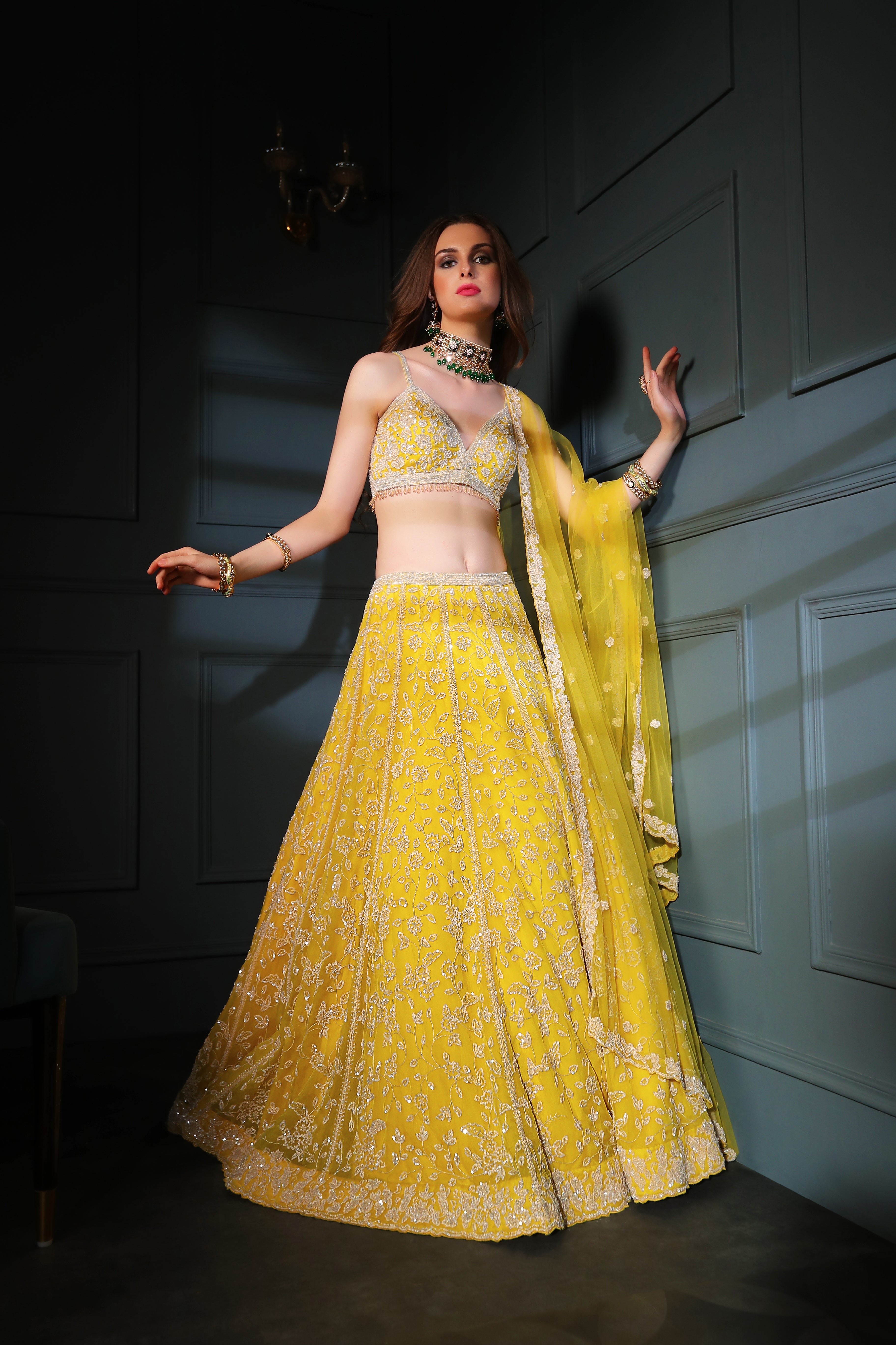 Yellow Skirt and top with Scarf