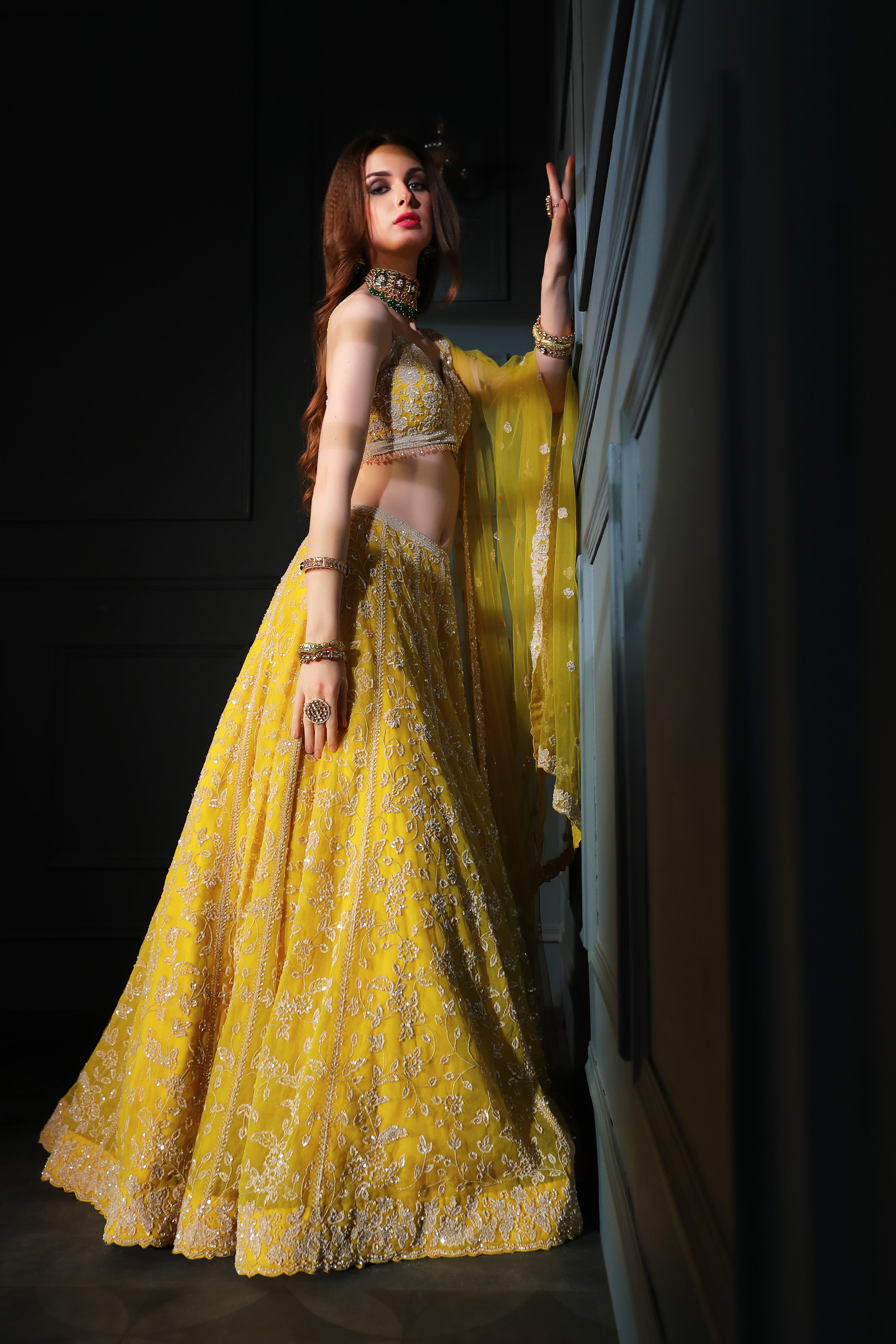 Yellow Skirt and top with Scarf