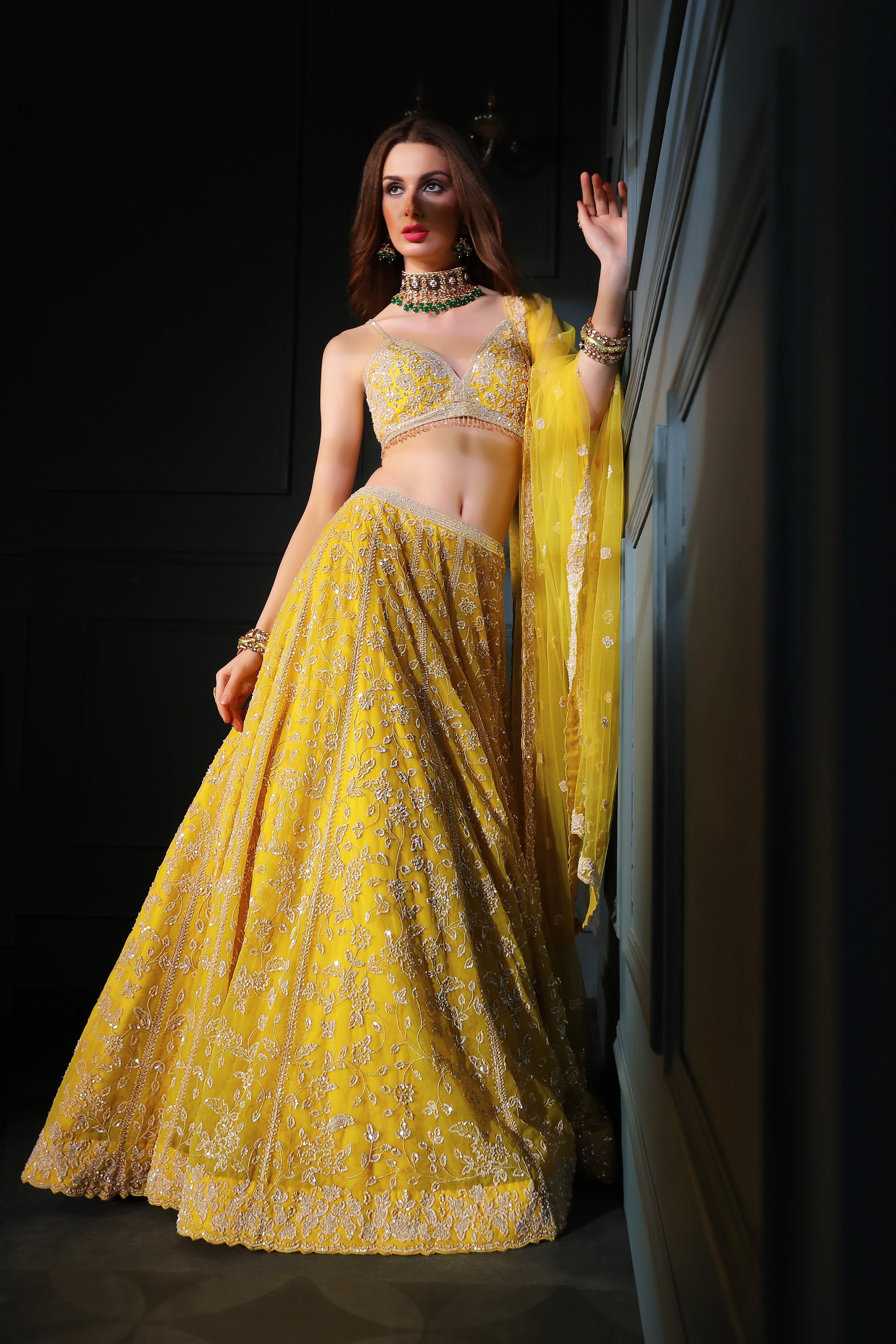 Yellow Skirt and top with Scarf