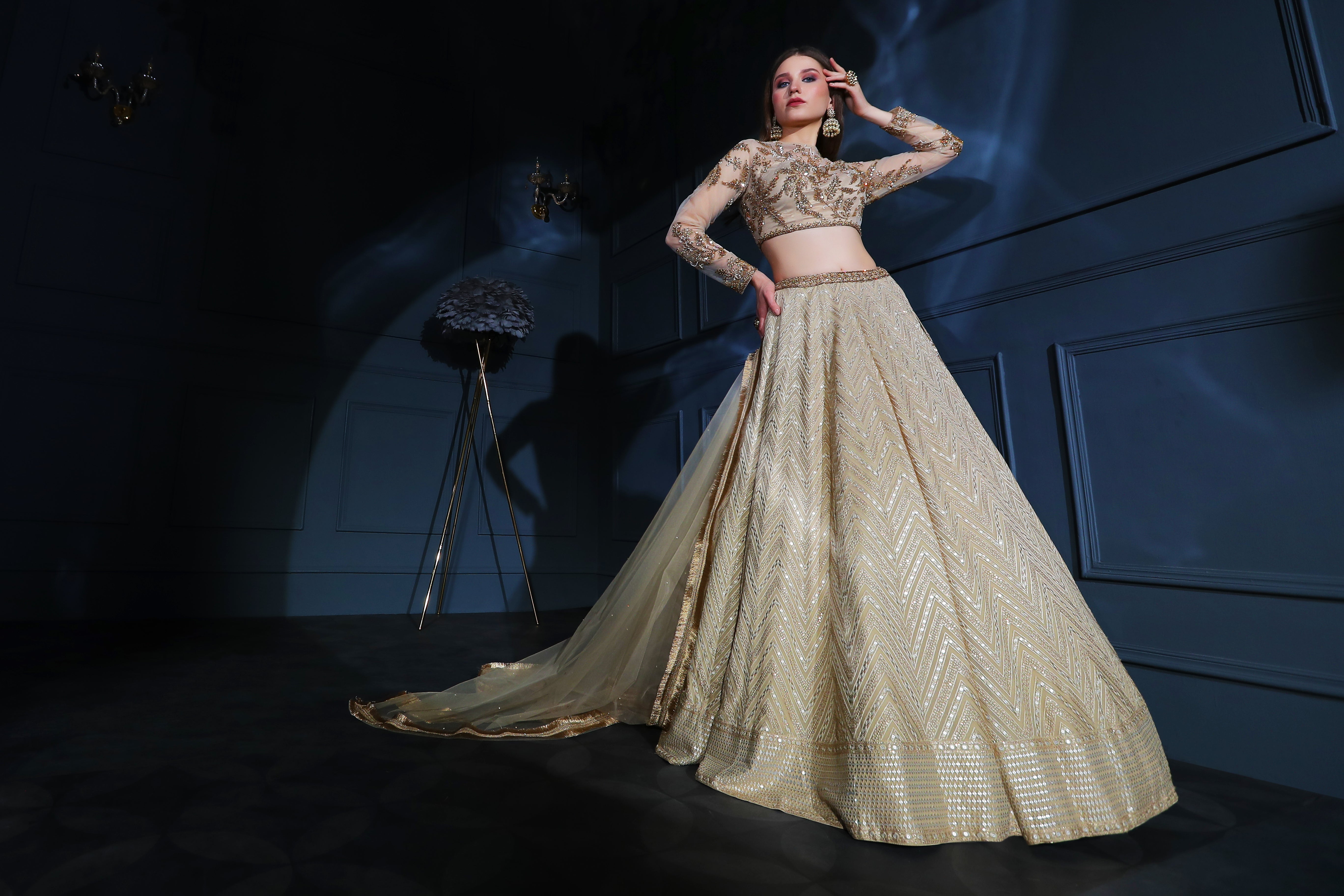 Light Gold Skirt with embroidered top