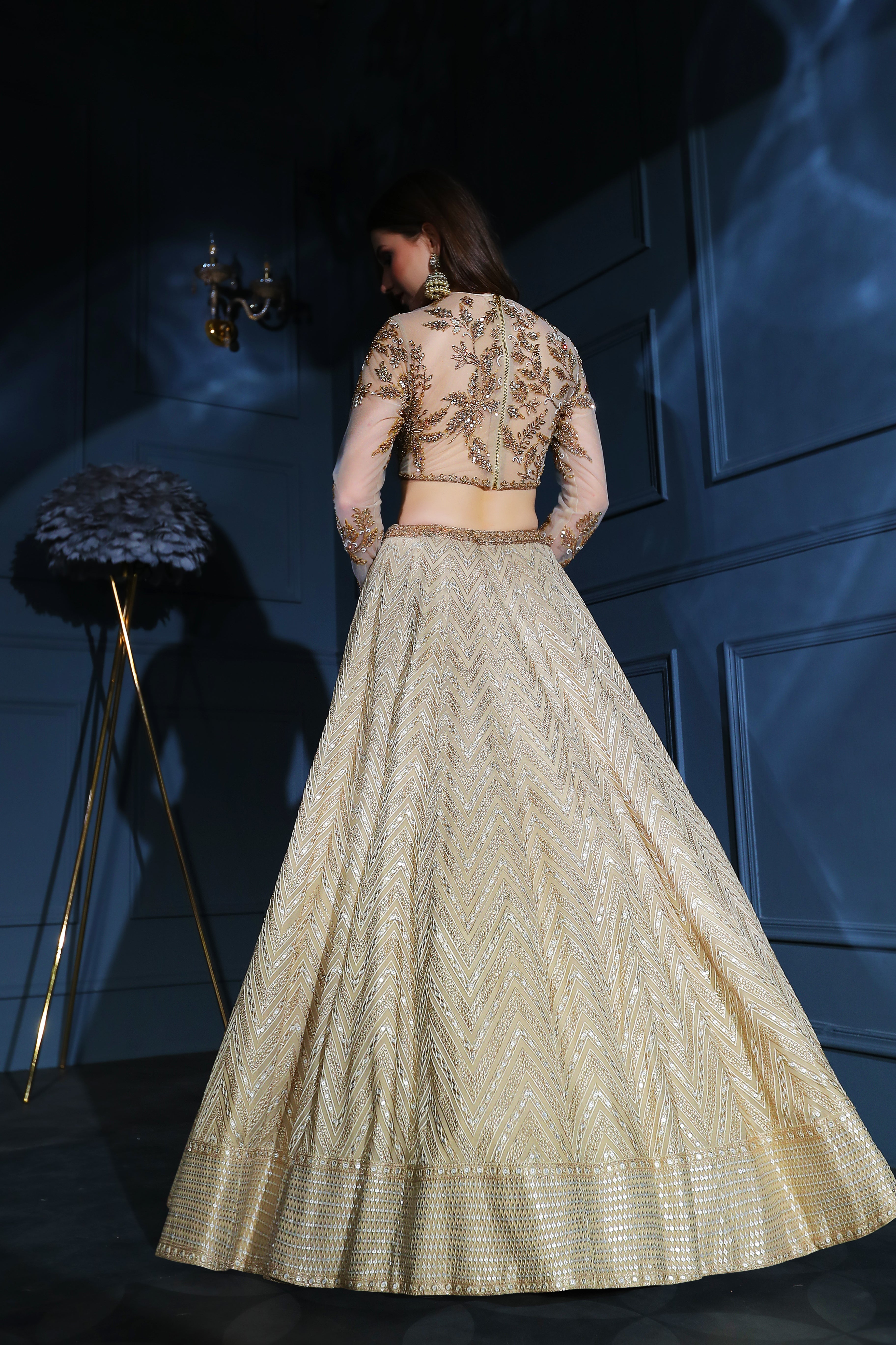 Light Gold Skirt with embroidered top