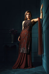 Brown Halter suit with sharara