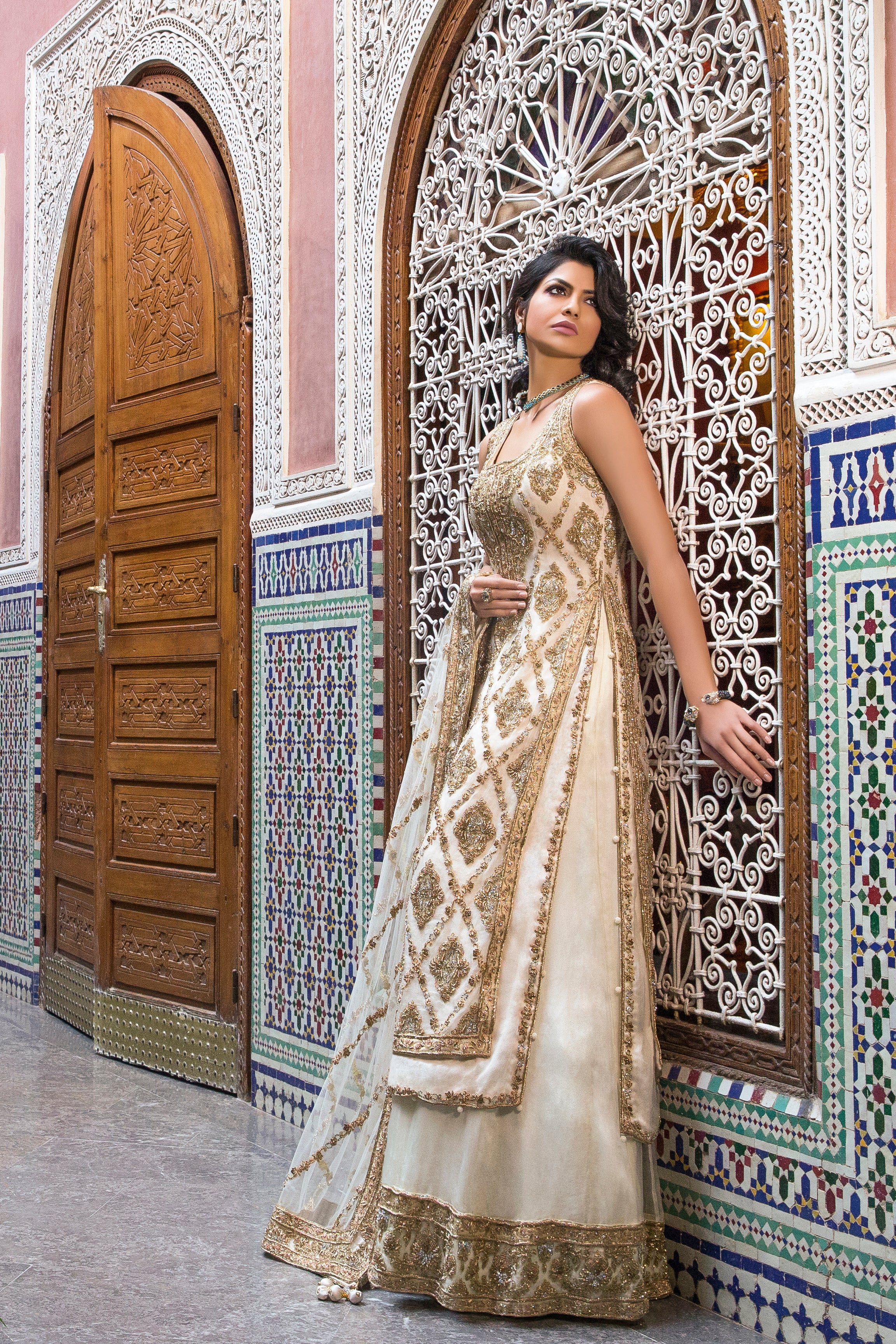 Traditional Ivory Kameez Style Lehenga