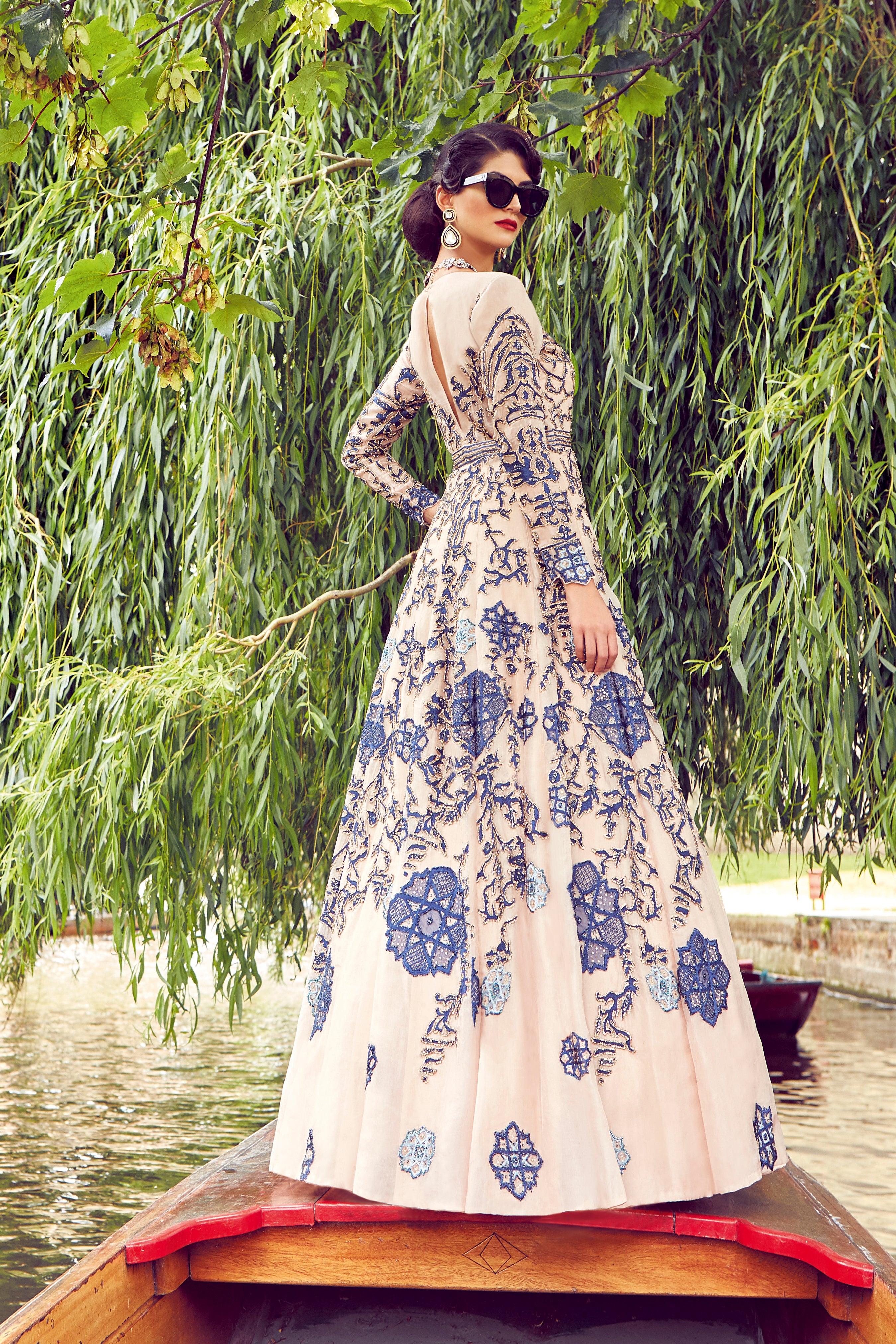 Nude Registry Gown with floral threadwork