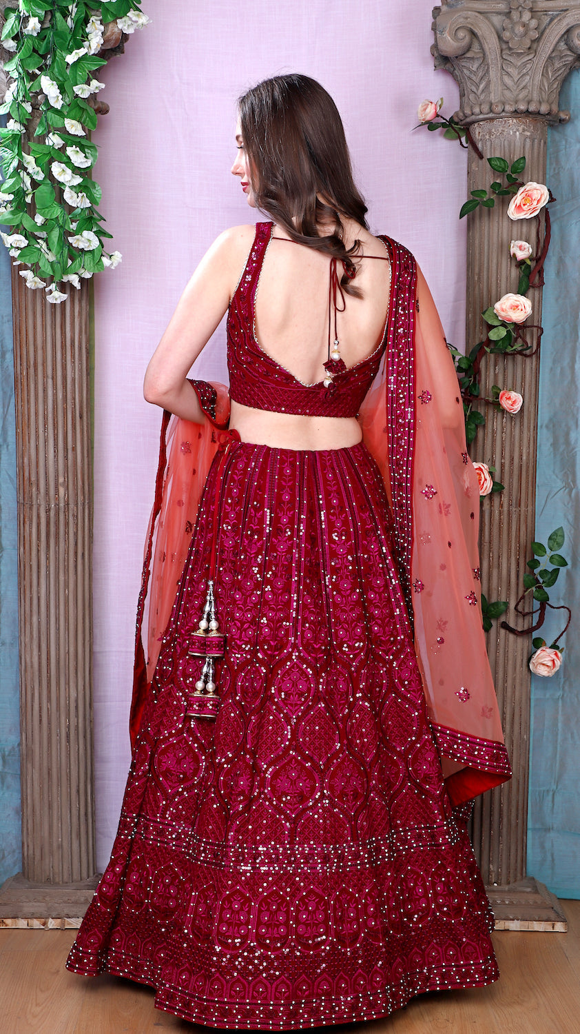 Wine Lehenga