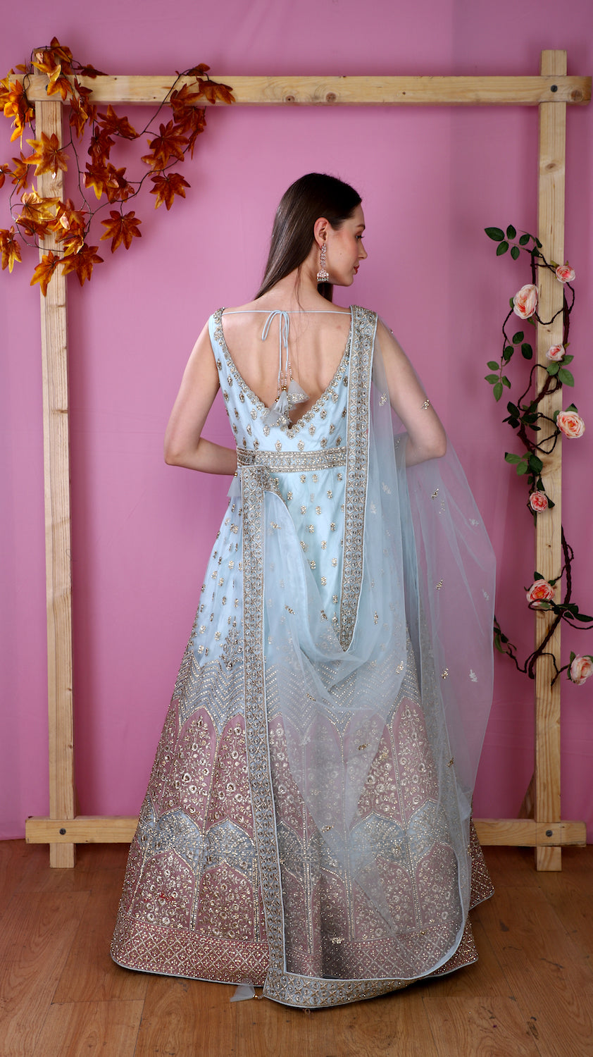 Aqua Gown with matching scarf