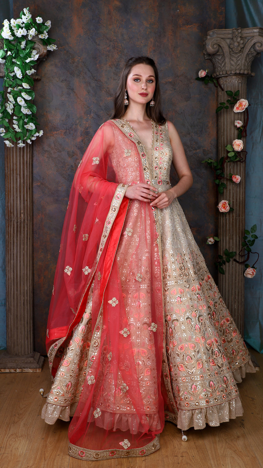 Golden Gown with contrast scarf