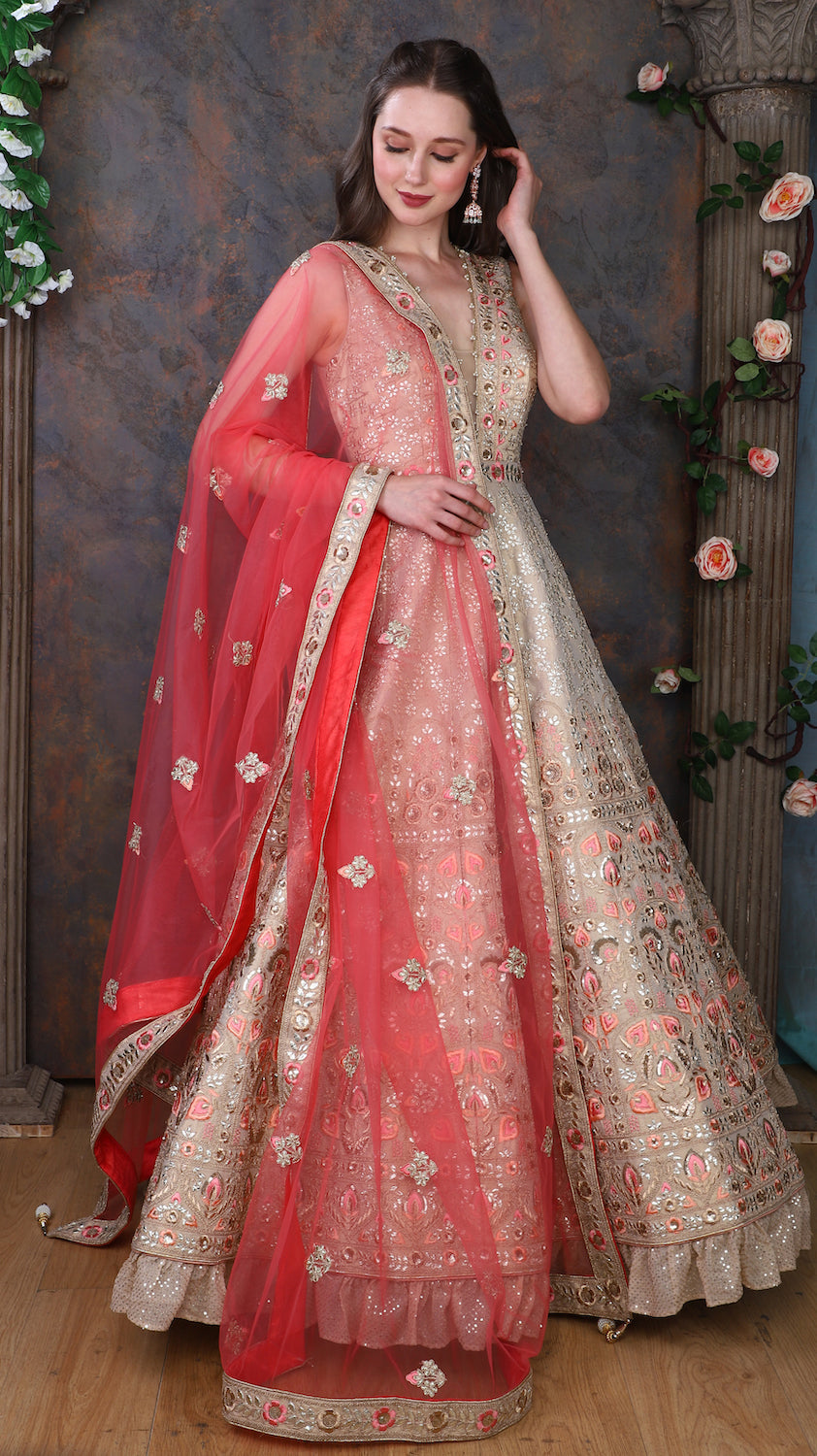 Golden Gown with contrast scarf