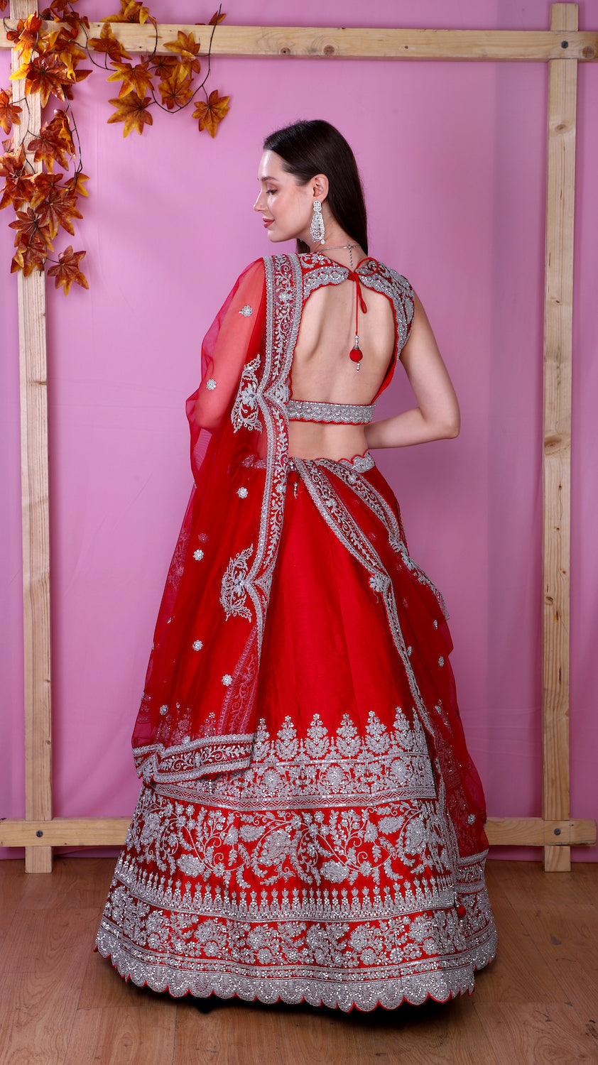 Hotpink Silk Lehenga