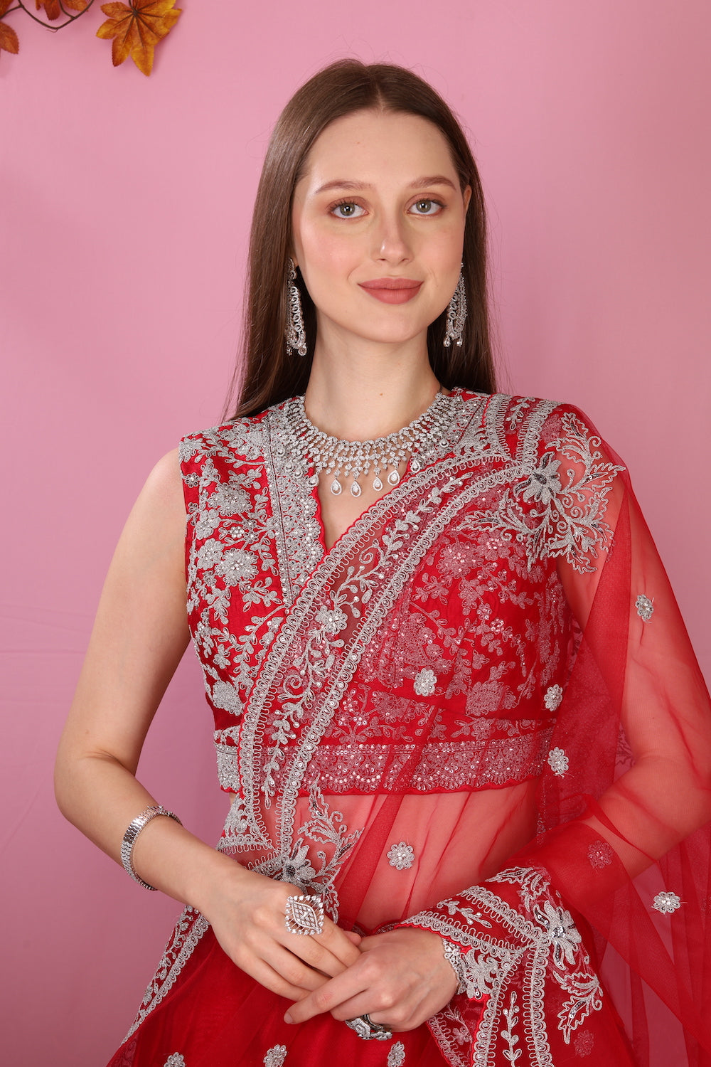Hotpink Silk Lehenga