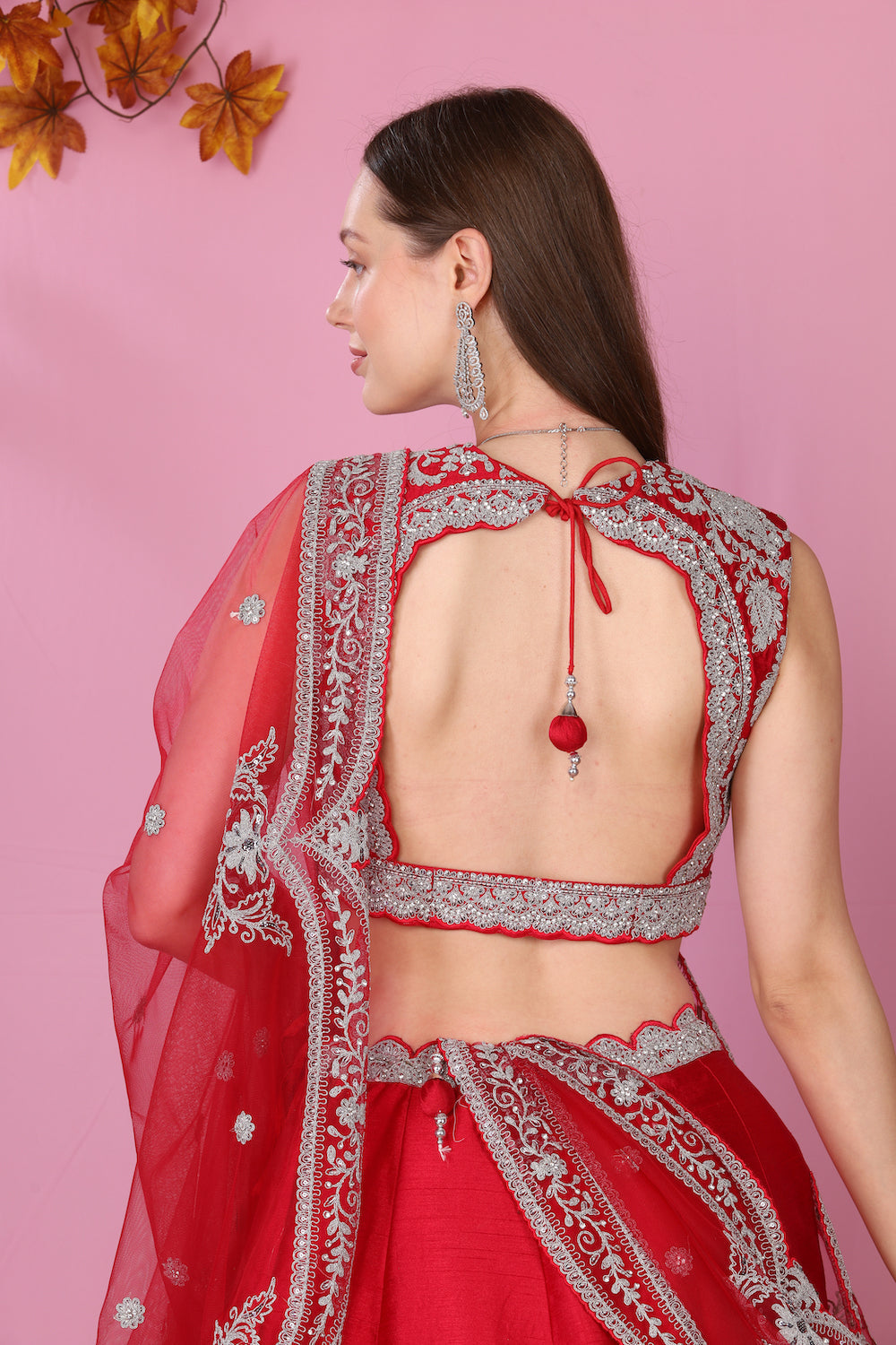 Hotpink Silk Lehenga