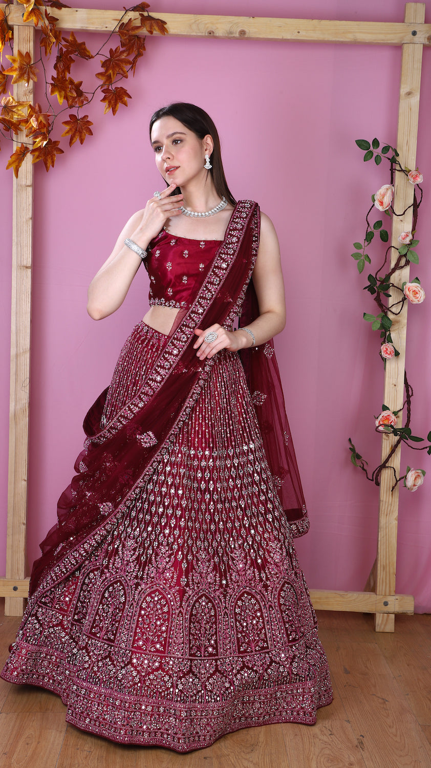 Wine Lehenga