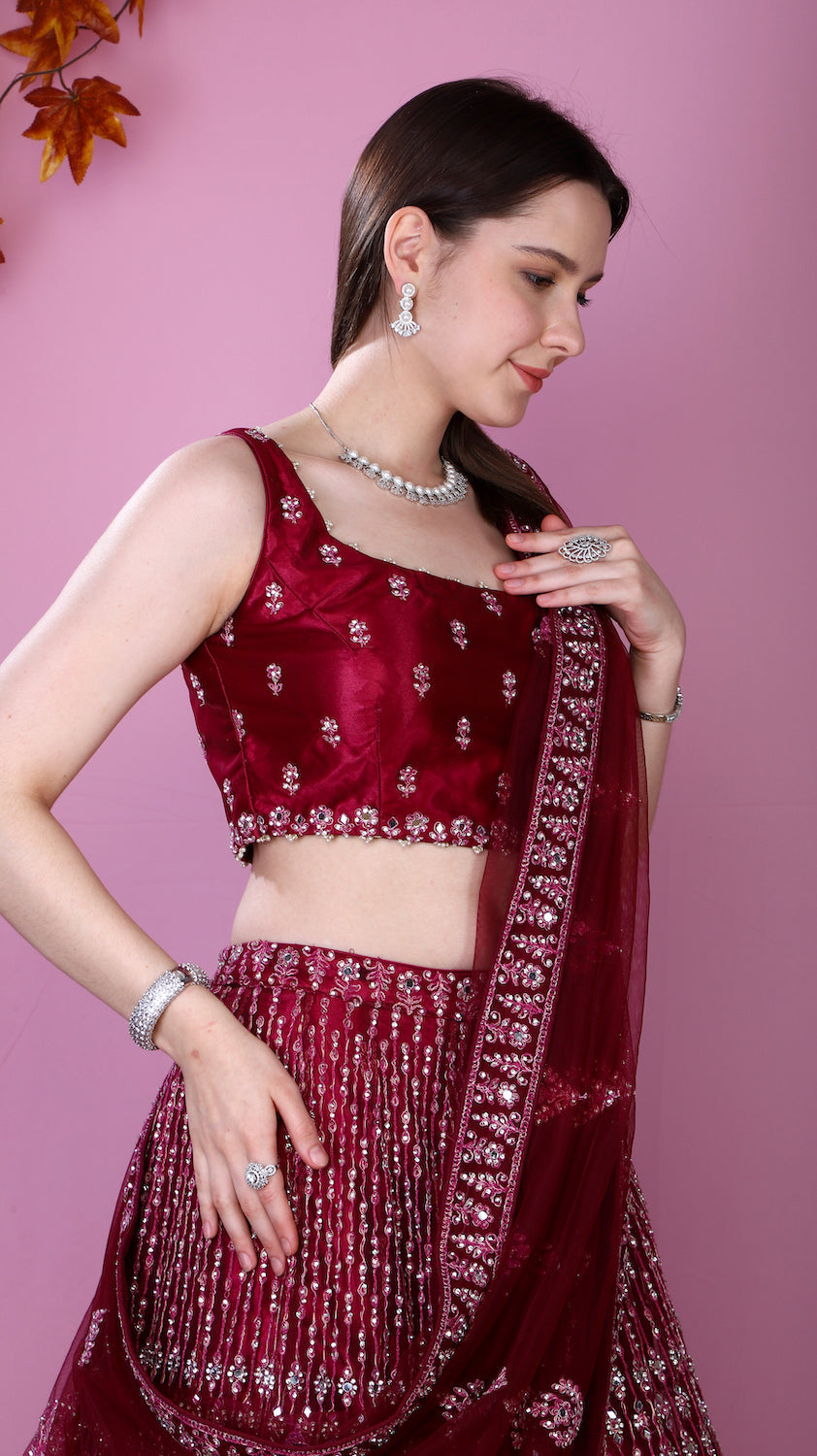 Wine Lehenga