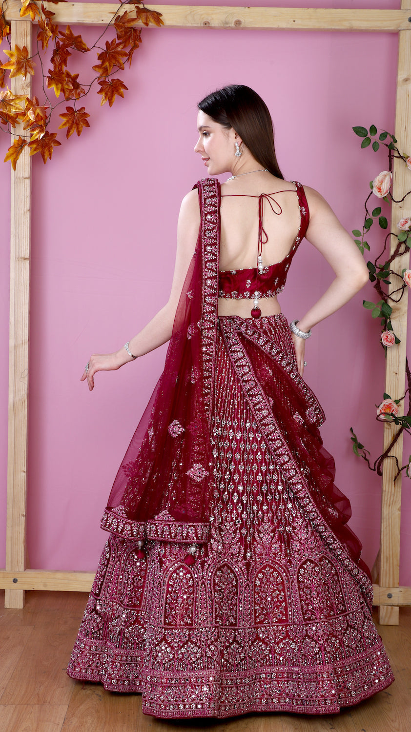 Wine Lehenga
