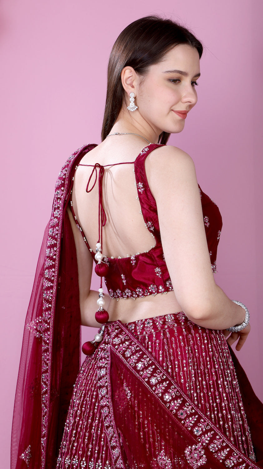 Wine Lehenga
