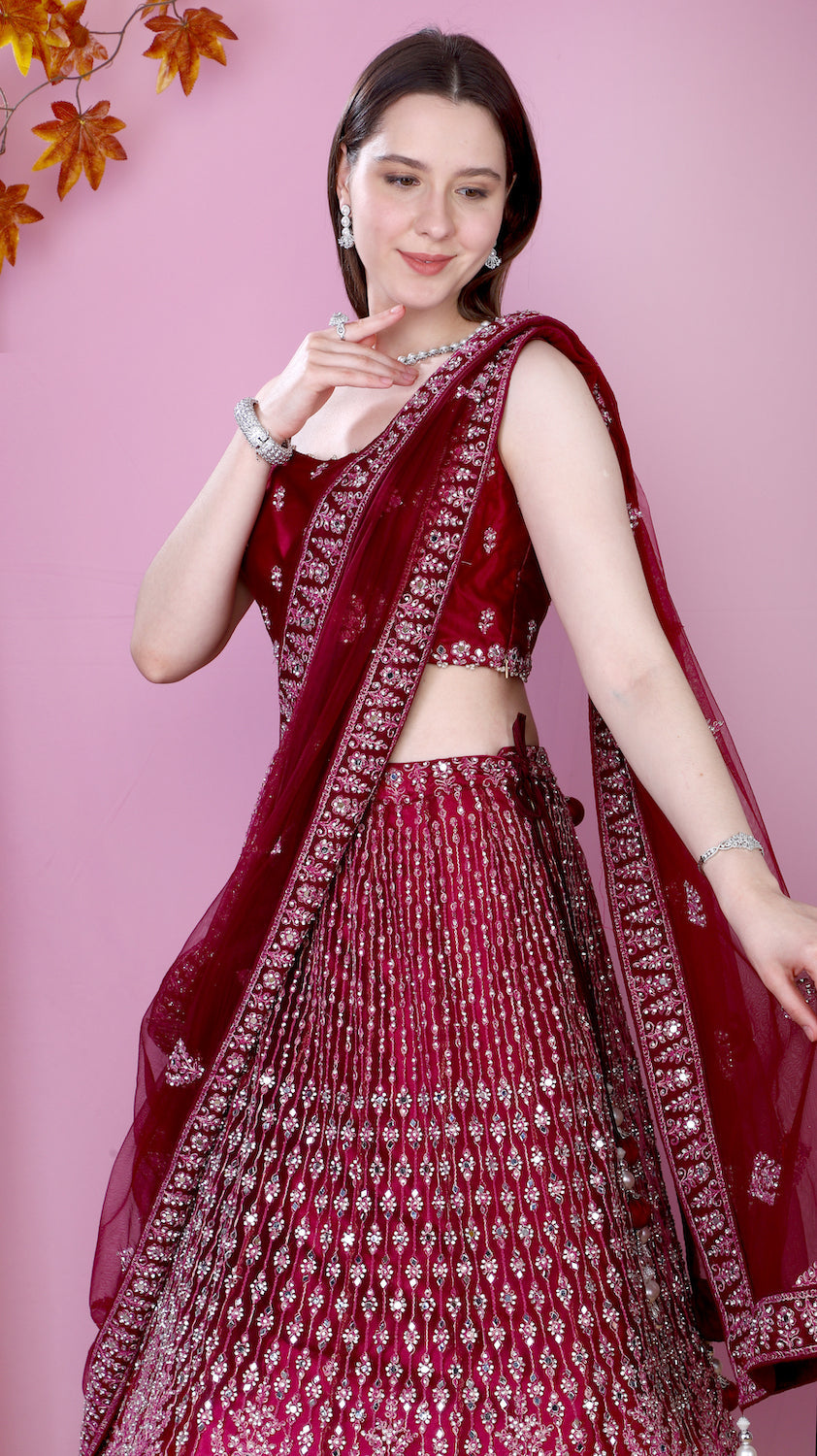 Wine Lehenga