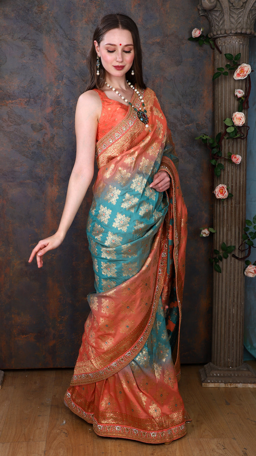 Rust Silk Saree