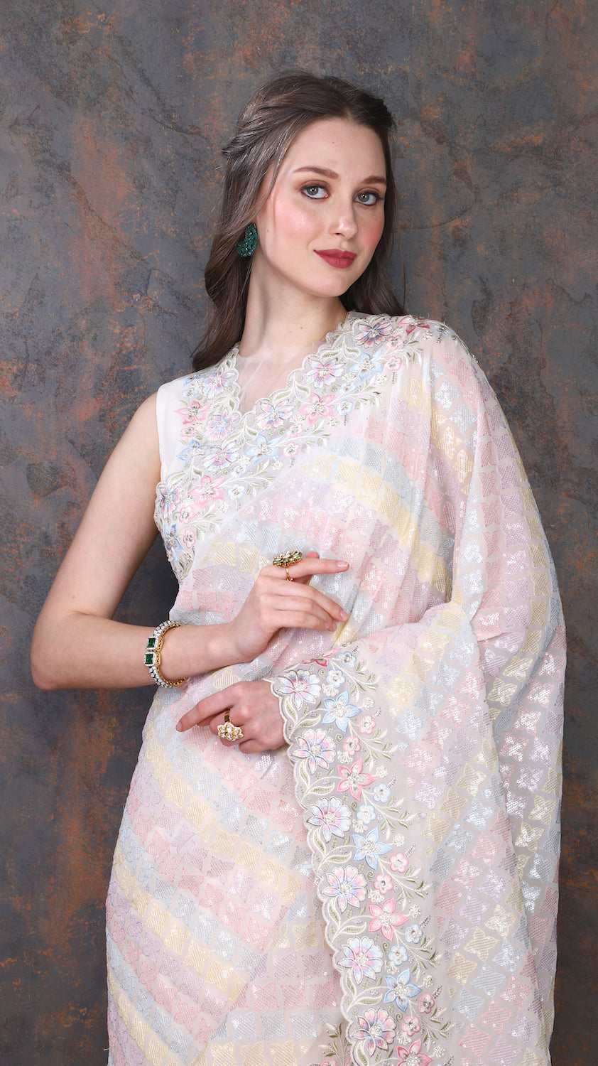 Offwhite Georgette Saree