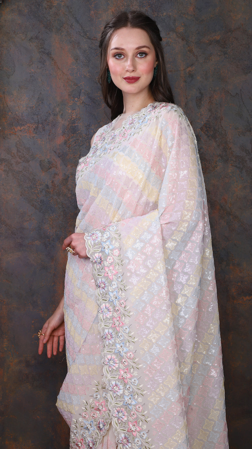 Offwhite Georgette Saree