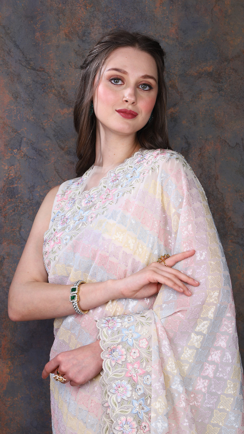 Offwhite Georgette Saree