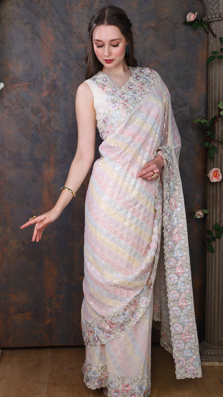 Offwhite Georgette Saree