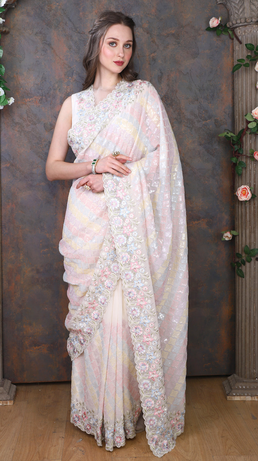 Offwhite Georgette Saree