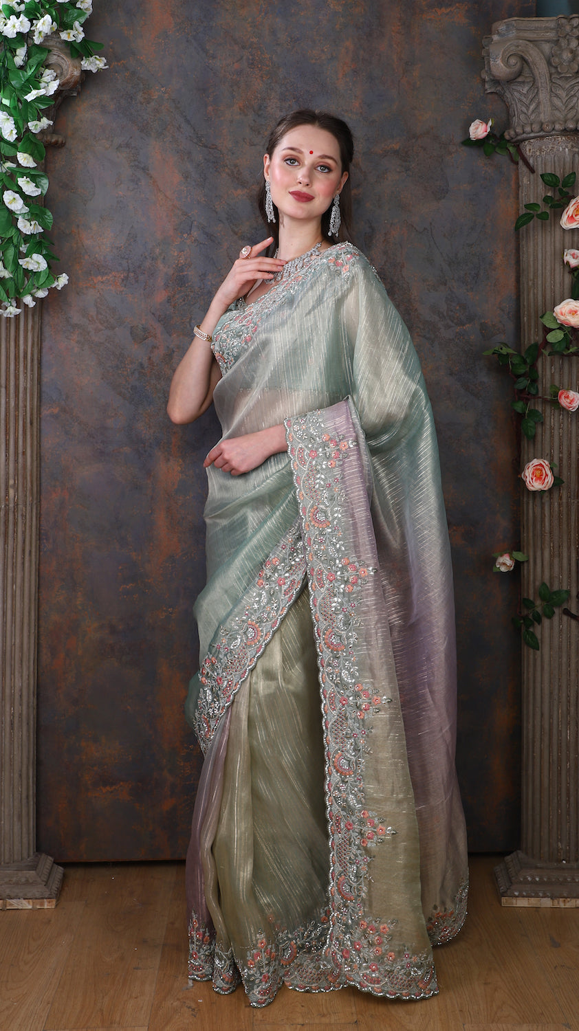 Pista Saree