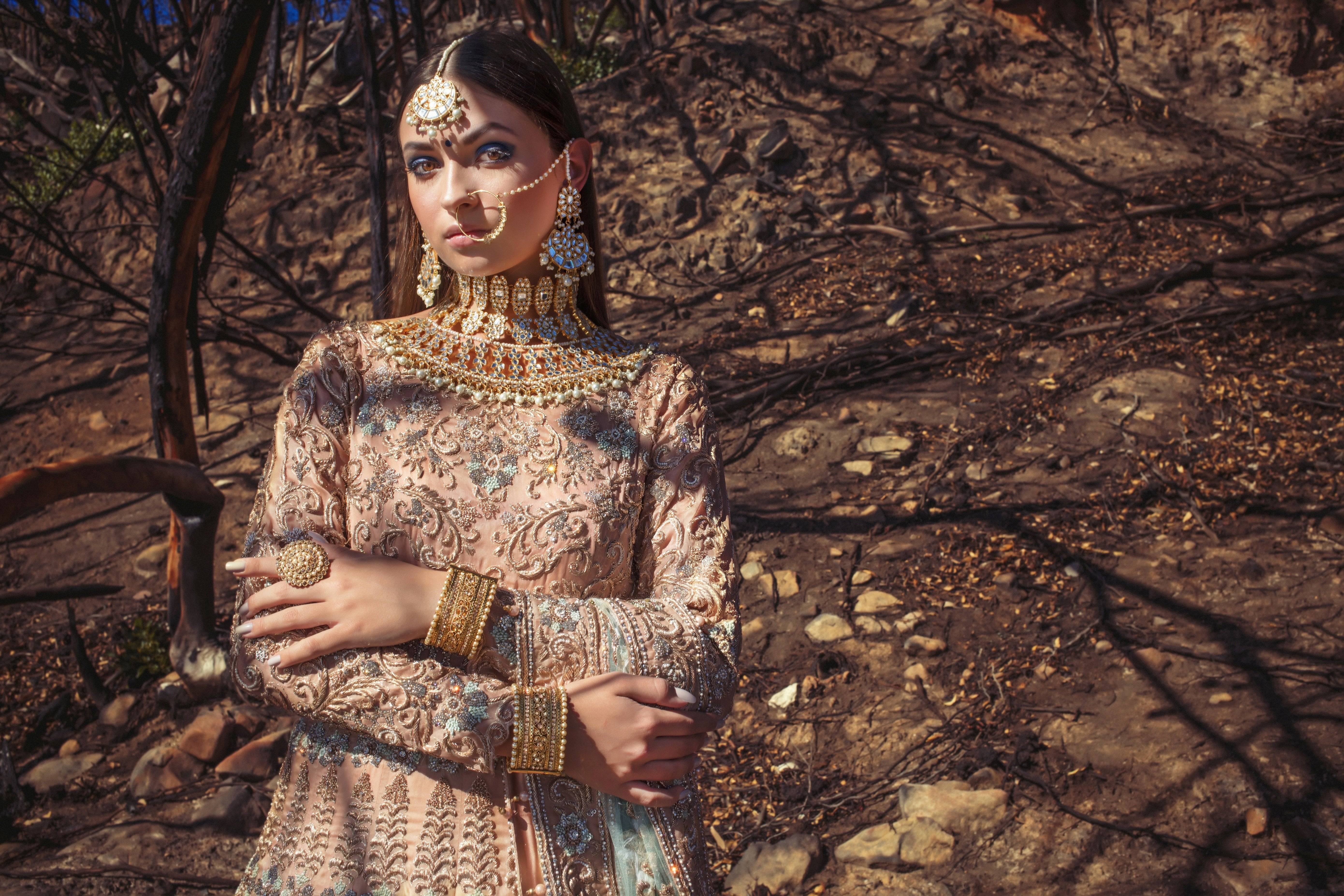 Nude Coloured Bridal Gown with Trail