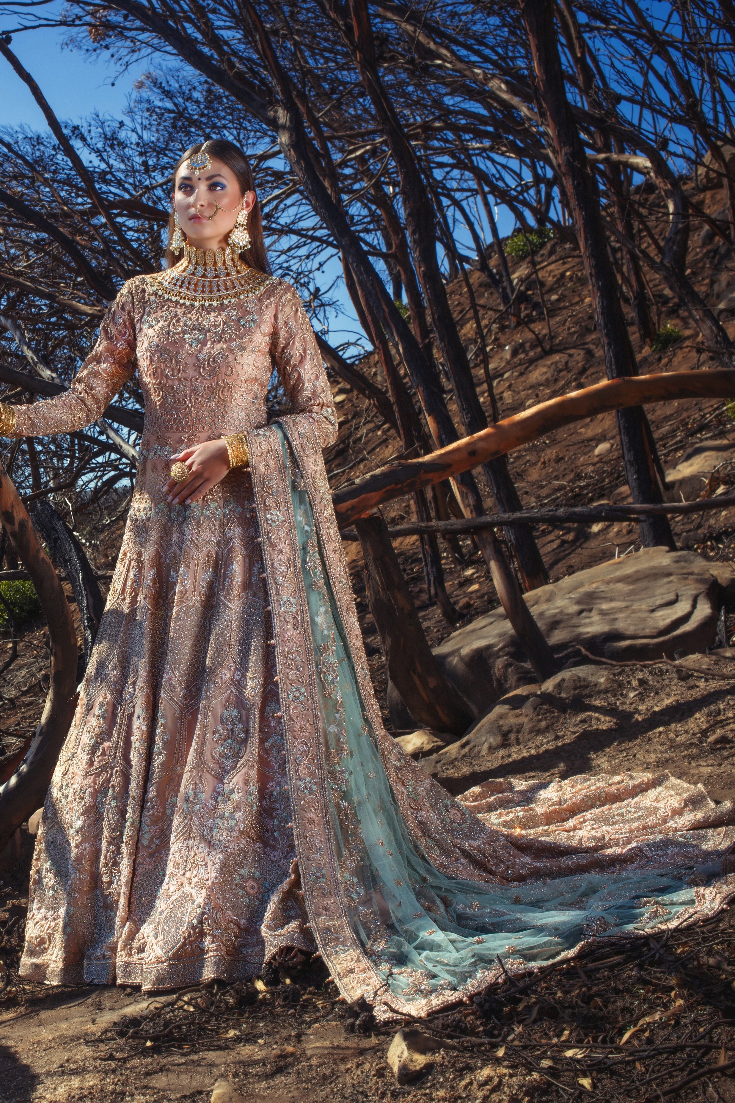 Nude Coloured Bridal Gown with Trail