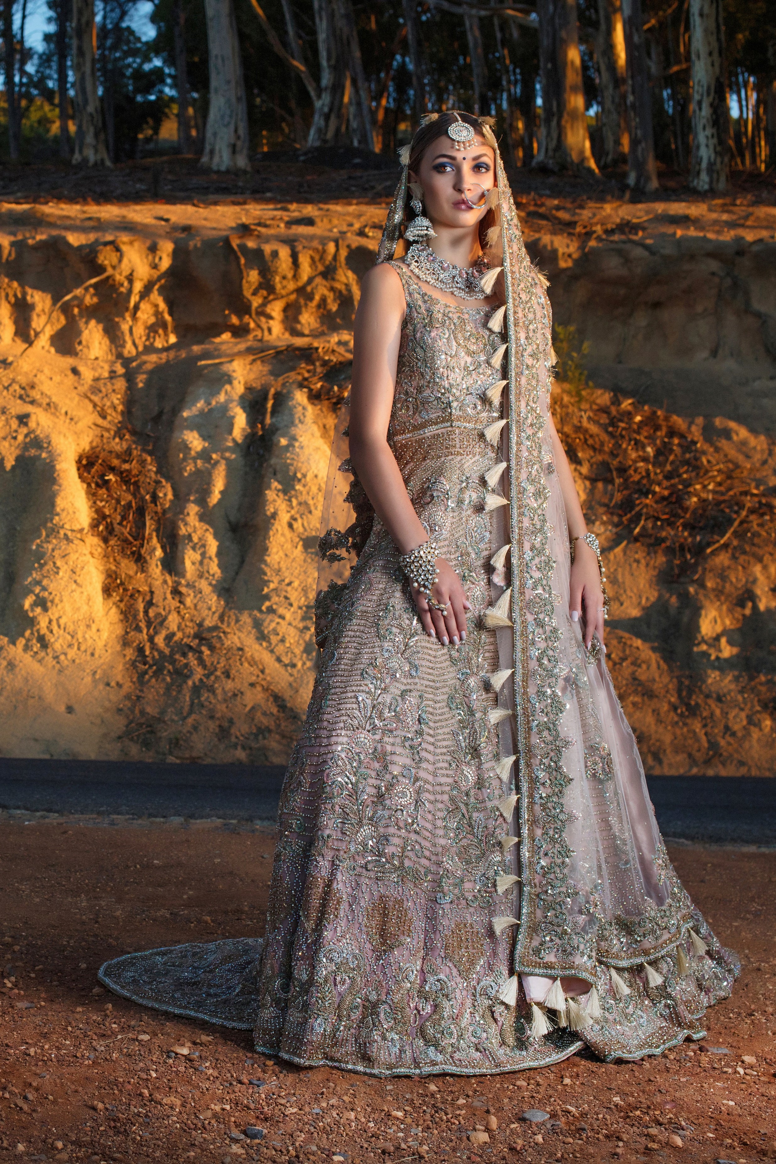 Heavy Bridal Gown with Trail