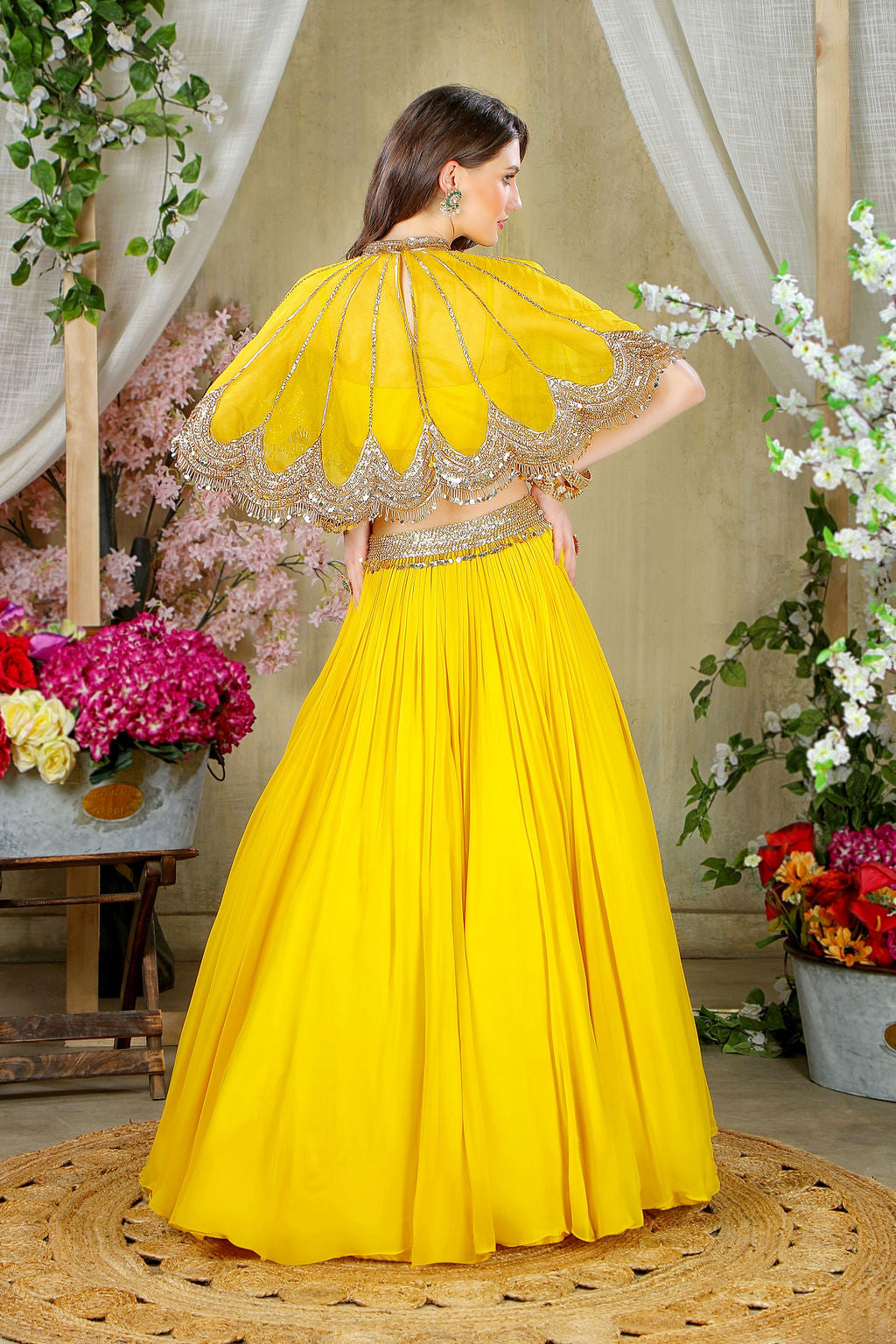 Musturd Yellow Skirt with stylish Cape