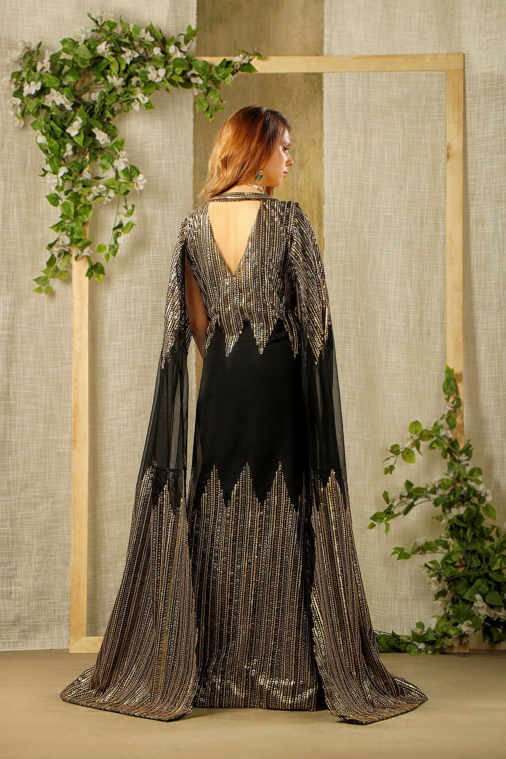 Beautiful Embroidered Top with cape and palazzo