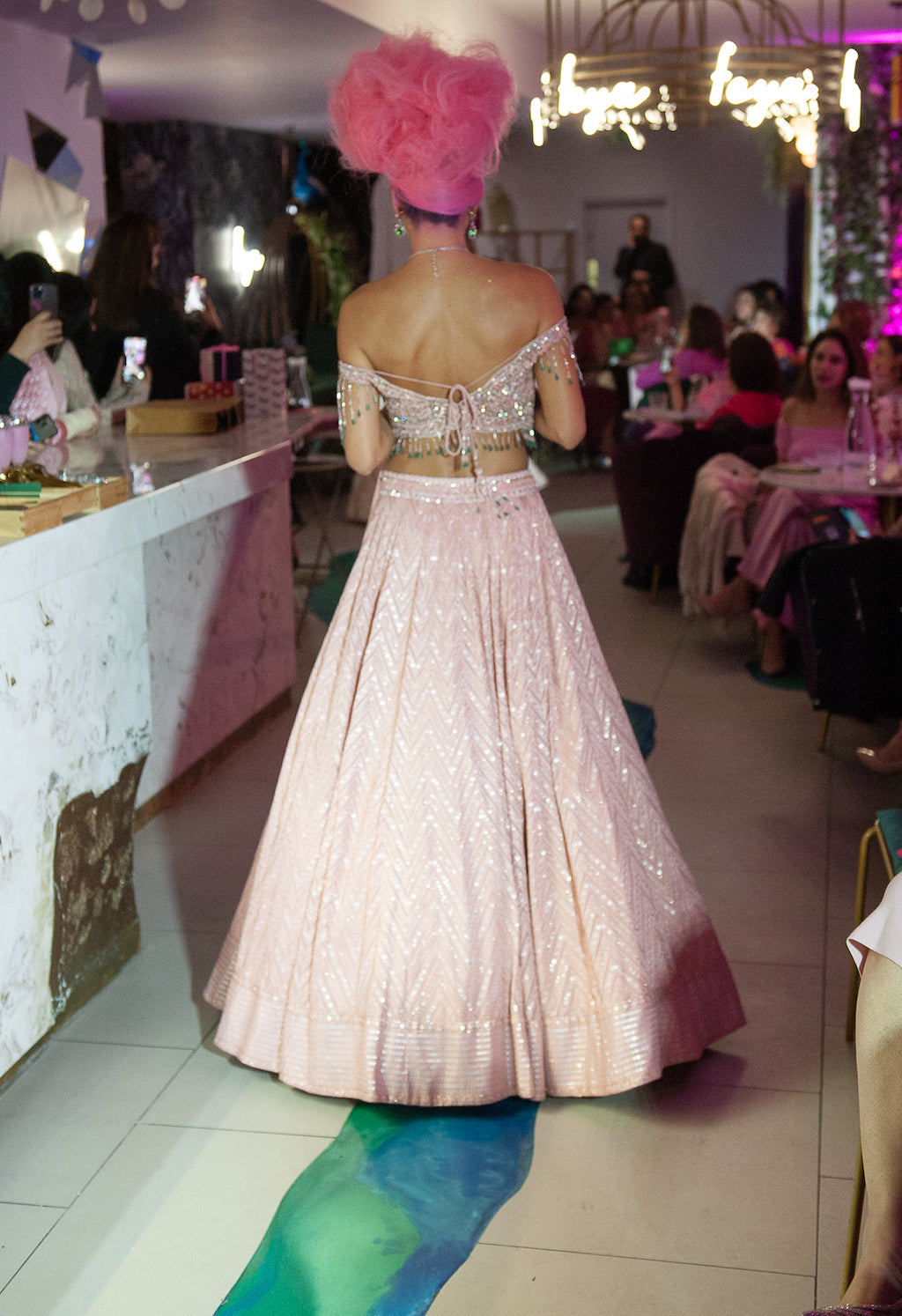Pink Embroidered Top and Skirt