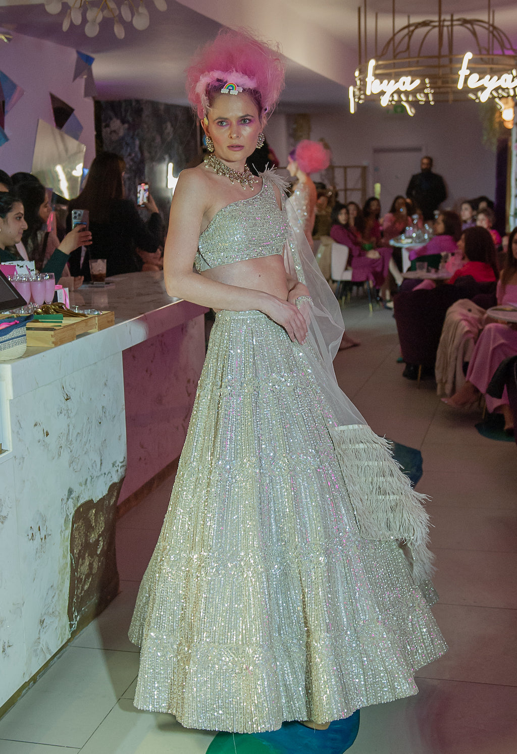 Grey embroidered Lehenga